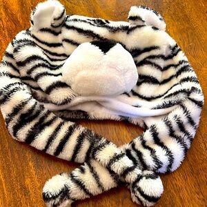 Plush Animal Kids Cap - White Tiger